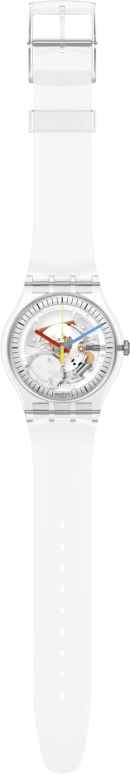 Swatch,Originals 41mm,41mm,Bio-sourced,White,Transparent,Quartz,Sapphire,Crystal Glass,Round,SO29K100,SO29K100-S06