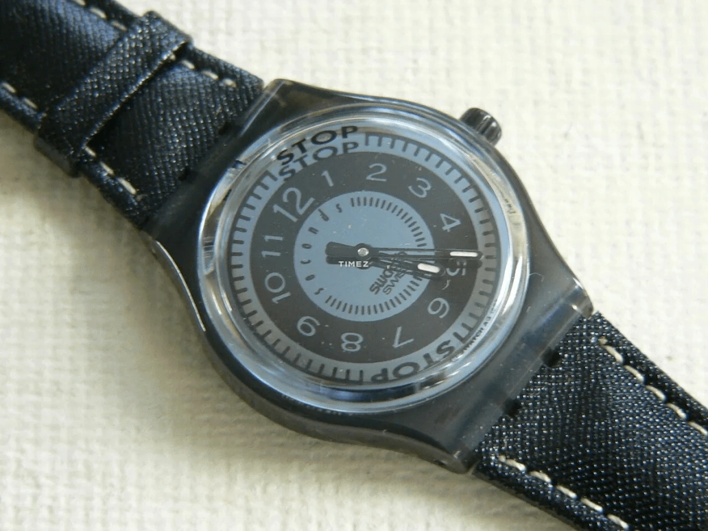 Swatch,Other 33mm,33mm,Plastic,Black,White,Quartz,Sapphire,Crystal Glass,Tonneau,SSM101