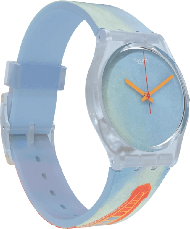 Swatch,Originals 34mm,34mm,Plastic,Blue,Quartz,Sapphire,Crystal Glass,Round,GZ357