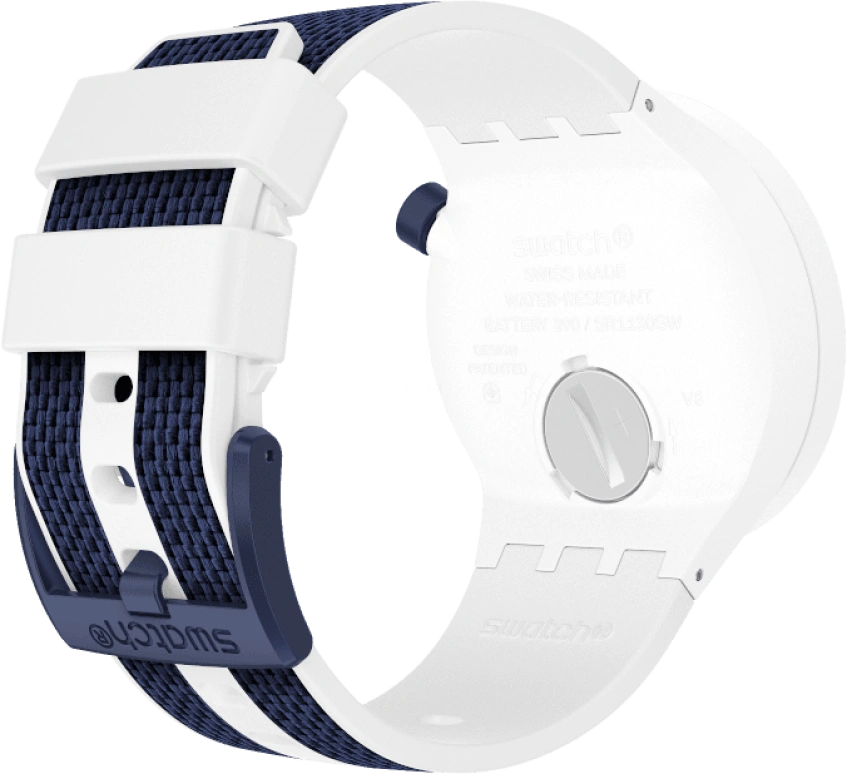 Swatch,THE BOLD 47mm,47mm,Plastic,White,Sapphire,Crystal Glass,Closed,SO27W102