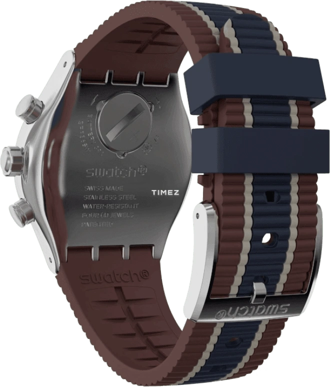 Swatch,IRONY 43mm,43mm,Stainless Steel,Blue,Quartz,Chronograph,Day,YVS449