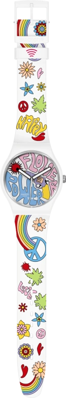 Swatch,Originals 41mm,41mm,Bioceramic,White,Multi-Color,Quartz,Sapphire,Crystal Glass,Round,SO32W108,SO32W108-5300