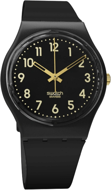 Swatch,Originals 34mm,34mm,Plastic,Black,Quartz,Round,GB274