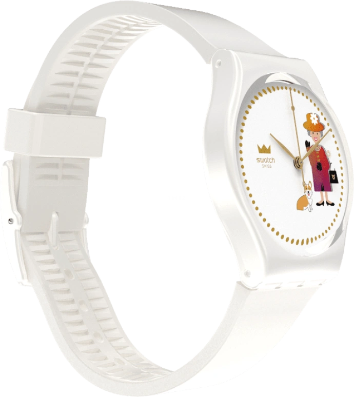 Swatch,Other 34mm,34mm,Plastic,White,Sapphire,Crystal Glass,GZ711