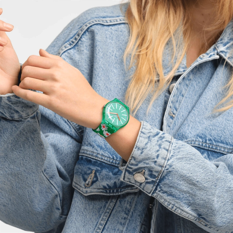 Swatch,Other 41mm,41mm,Bio-sourced,Green,Quartz,Sapphire,Crystal Glass,Round,SO29G104