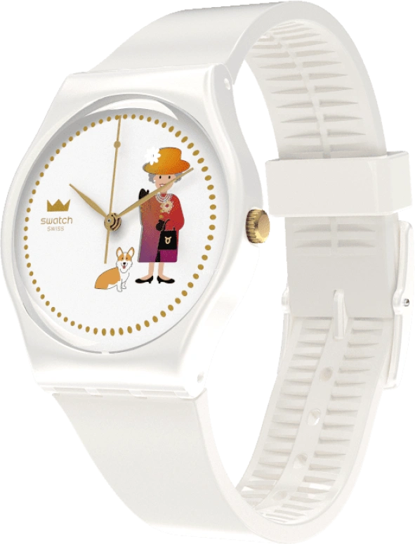 Swatch,Other 34mm,34mm,Plastic,White,Sapphire,Crystal Glass,GZ711