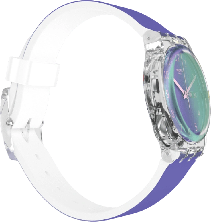 Swatch,Originals 34mm,34mm,Plastic,Purple,Green,Sapphire,Crystal Glass,GE718
