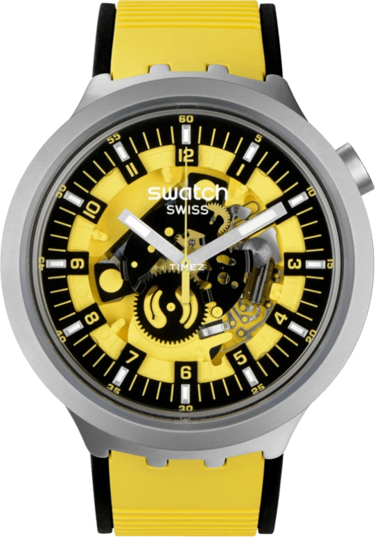 Swatch,IRONY 47mm,47mm,Stainless Steel,Yellow,Quartz,Sapphire,Crystal Glass,Round,SB07S109