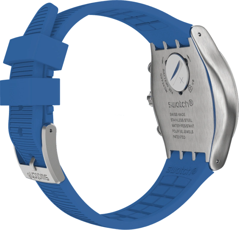 Swatch,IRONY 43mm,43mm,Stainless Steel,Black,Silver,Blue,Minutes,YVS485