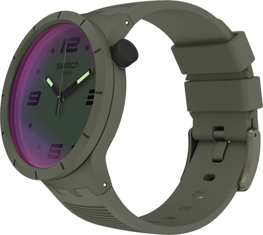 Swatch,THE BOLD 47mm,47mm,Plastic,Green,Sapphire,Crystal Glass,SO27M105