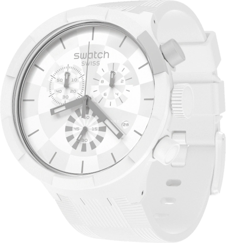 Swatch,THE BOLD 47mm,47mm,Plastic,White,Sapphire,Crystal Glass,SB02W400