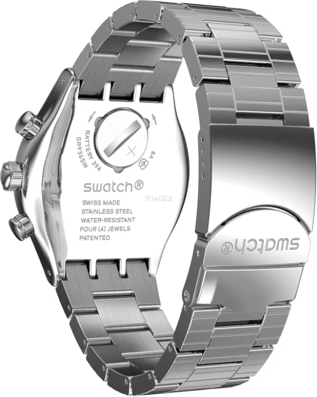 Swatch,Other 43mm,43mm,Stainless Steel,Black,Quartz,Chronograph,Day,YVS471G