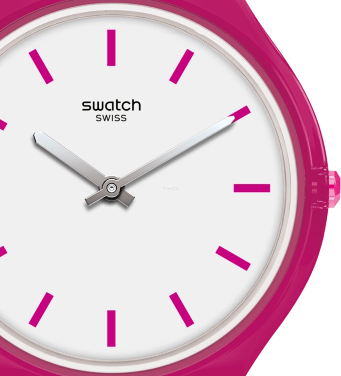 Swatch,SKIN 36.80mm,36.80mm,Plastic,White,Quartz,Tonneau,Pink,SVOP102