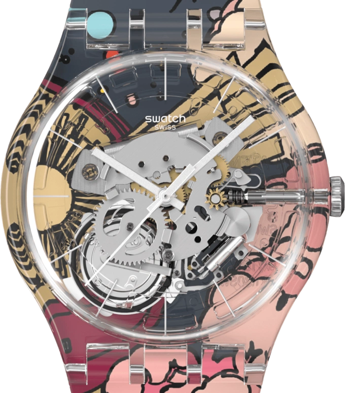 Swatch,Originals 41mm,41mm,Plastic,Transparent,Quartz,Sapphire,Crystal Glass,Round,SUOK145,SUOK145-063
