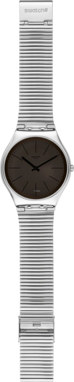 Swatch,SKIN 42mm,42mm,Stainless Steel,Black,Brown,Quartz,Round,Silver,SS07S109GG