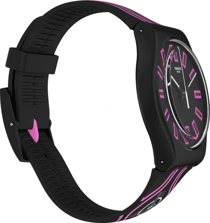 Swatch,Originals 41mm,41mm,Plastic,Black,Pink,Sapphire,Crystal Glass,SUOB146C