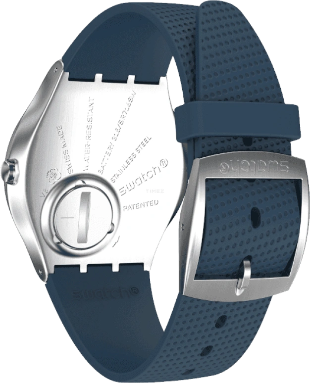 Swatch,SKIN 42mm,42mm,Stainless Steel,Blue,Quartz,Round,Silver,SS07S102