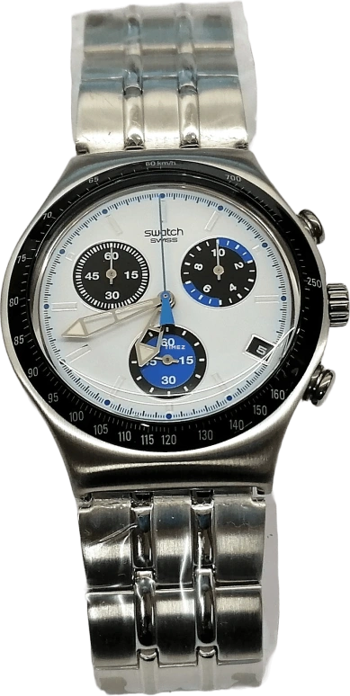 Swatch,Other 41mm,41mm,Stainless Steel,White,Quartz,Chronograph,Day,YCS461G