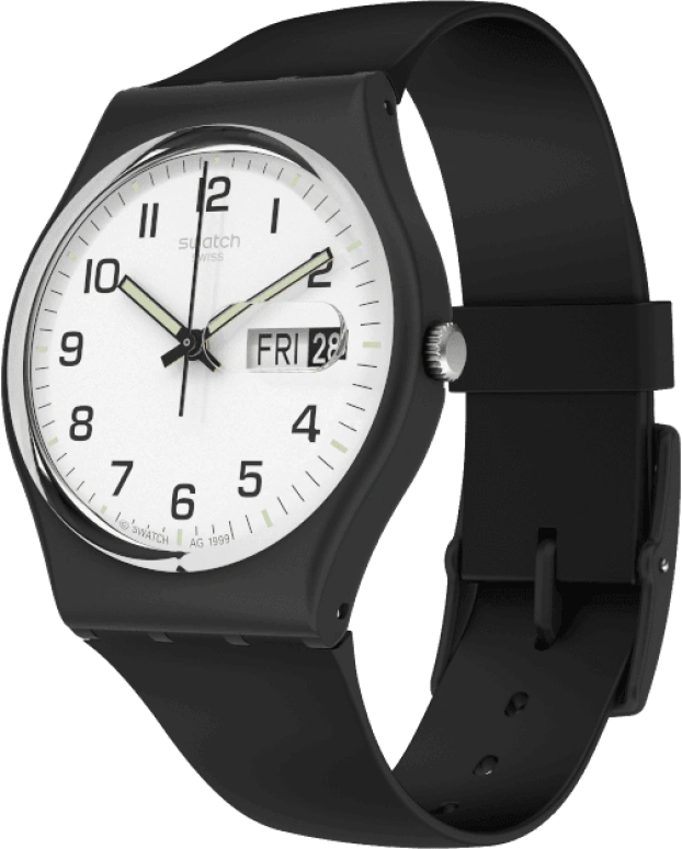 Swatch,Originals 34mm,34mm,Plastic,White,Quartz,Date,Day,GB743