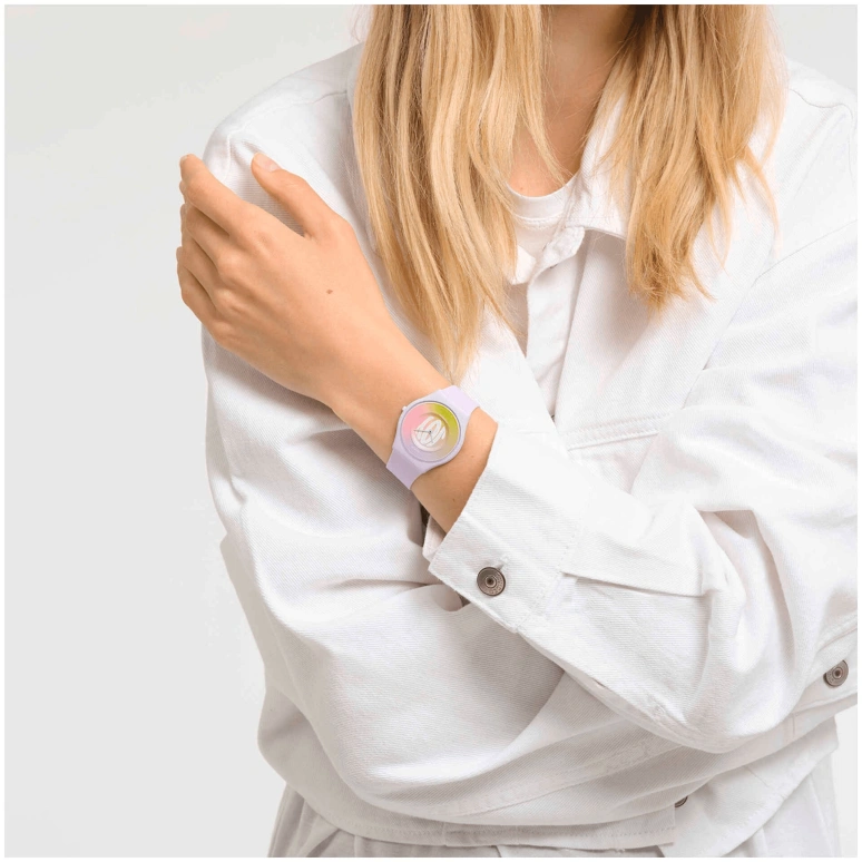 Swatch,SKIN 34mm,34mm,Ceramic,Multi-Color,Quartz,Round,Pink,SS09V101