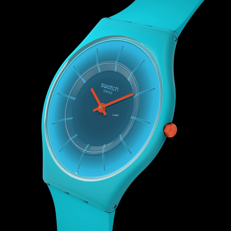 Swatch,Swatch Essentials 34mm,34mm,Bio-sourced,Blue,Quartz,Tonneau,SS08N114