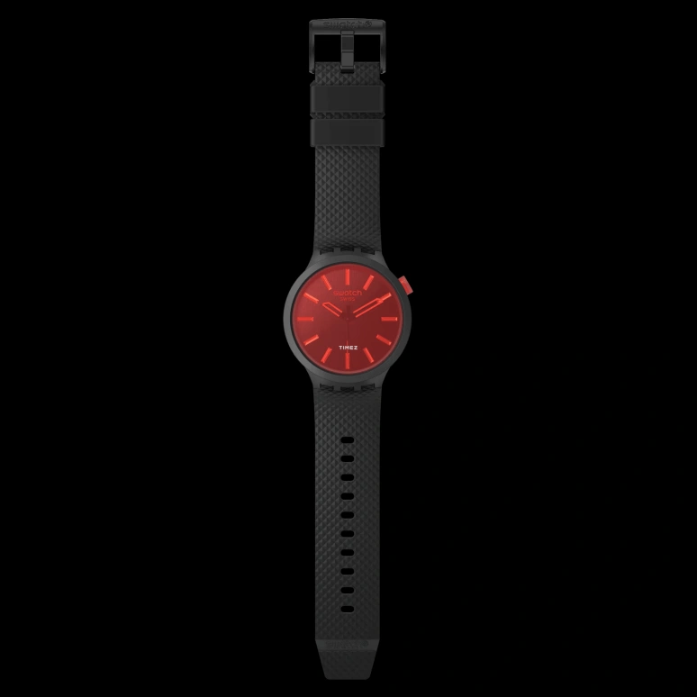 Swatch,Swatch Essentials 47mm,47mm,Bio-sourced,Red,Quartz,Round,Black,SB05B111