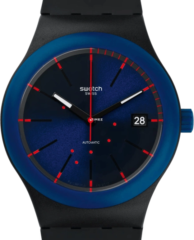 Swatch,Sistem 51 42mm,42mm,Plastic,Blue,Automatic,Day,90hours,SUTB403