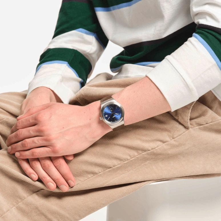 Swatch,IRONY 42mm,42mm,Stainless Steel,Blue,Open,SY23S410