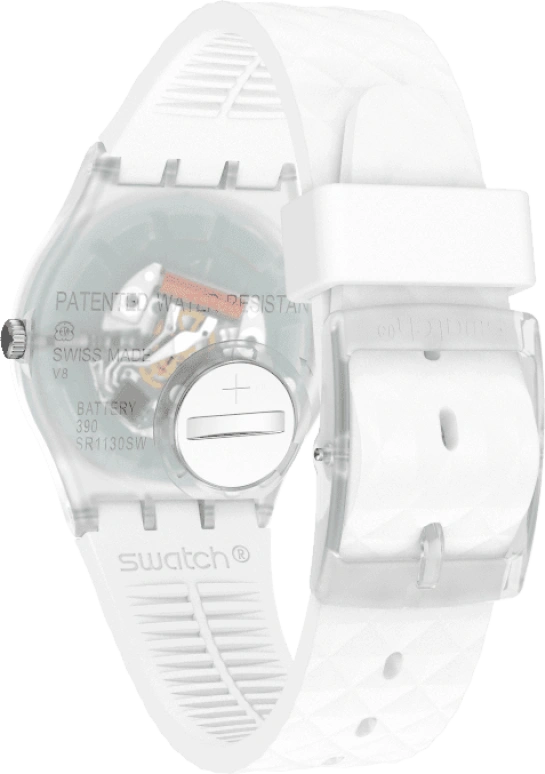 Swatch,Originals 34mm,34mm,Plastic,White,Quartz,Baton,GE286