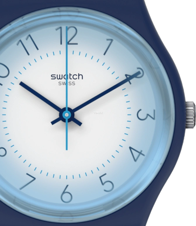 Swatch,Originals 34mm,34mm,Plastic,White,Quartz,Tonneau,Blue,GN279