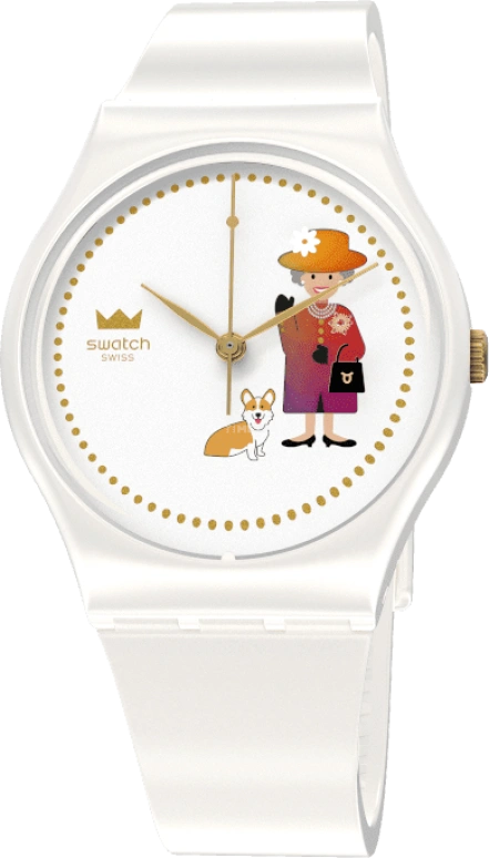 Swatch,Other 34mm,34mm,Plastic,White,Sapphire,Crystal Glass,GZ711