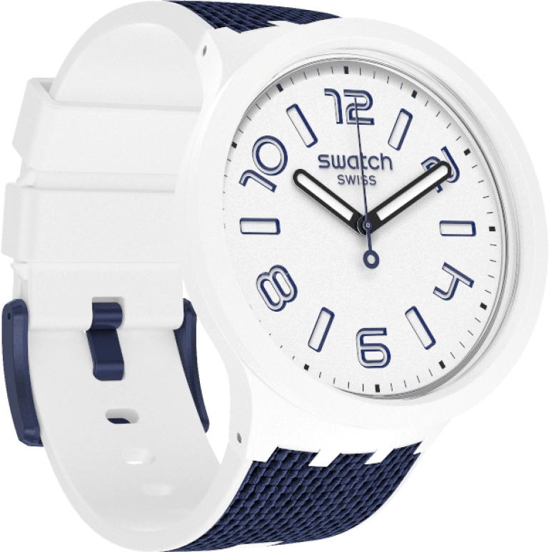 Swatch,THE BOLD 47mm,47mm,Plastic,White,Sapphire,Crystal Glass,Closed,SO27W102