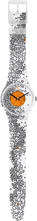 Swatch,Originals 41mm,41mm,Plastic,White,Orange,Quartz,Tonneau,White,SUOW167