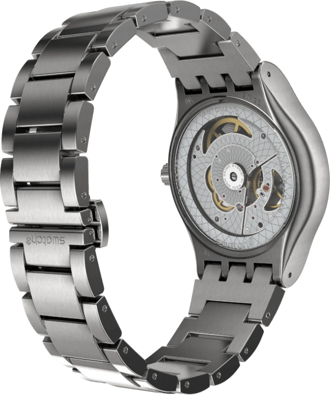 Swatch,IRONY 42mm,42mm,Stainless Steel,Black,Sapphire,Crystal Glass,Open,SY23S406G