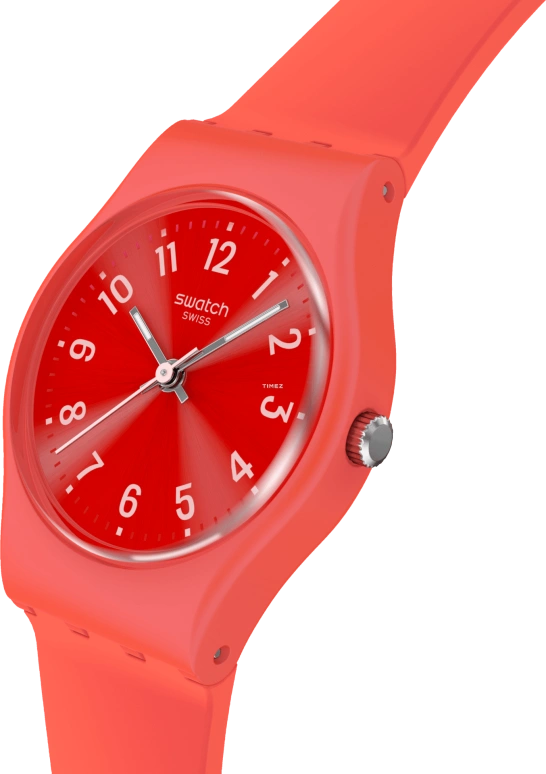 Swatch,Originals 25mm,25mm,Plastic,Orange,Quartz,Sapphire,Crystal Glass,Tonneau,LP165