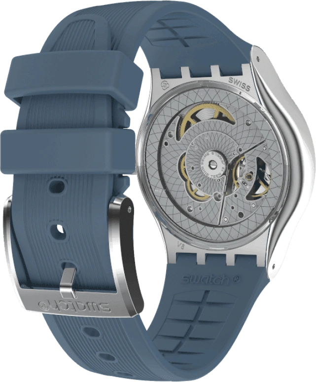 Swatch,IRONY 42mm,42mm,Stainless Steel,Blue,Open,YIS430