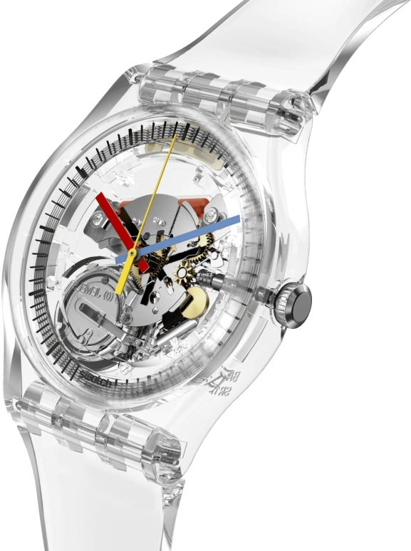 Swatch,Other 41mm,41mm,Bio-sourced,Transparent,Quartz,Sapphire,Crystal Glass,Round,SO29K115,SO29K115-5300