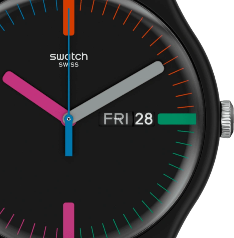 Swatch,Other 47.40mm,47.40mm,Plastic,Black,Quartz,Tonneau,SUOB719D