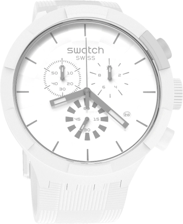 Swatch,THE BOLD 47mm,47mm,Plastic,White,Sapphire,Crystal Glass,SB02W400