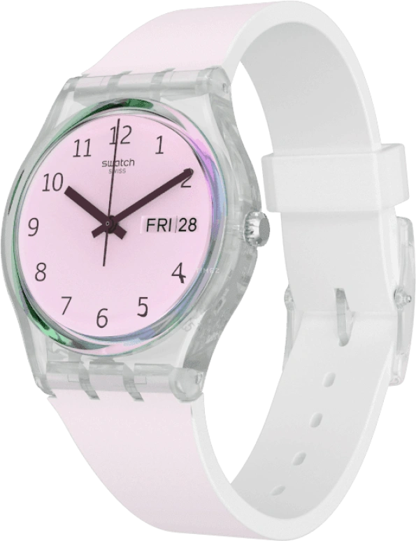 Swatch,Originals 34mm,34mm,Plastic,Pink,Green,Sapphire,Crystal Glass,GE714