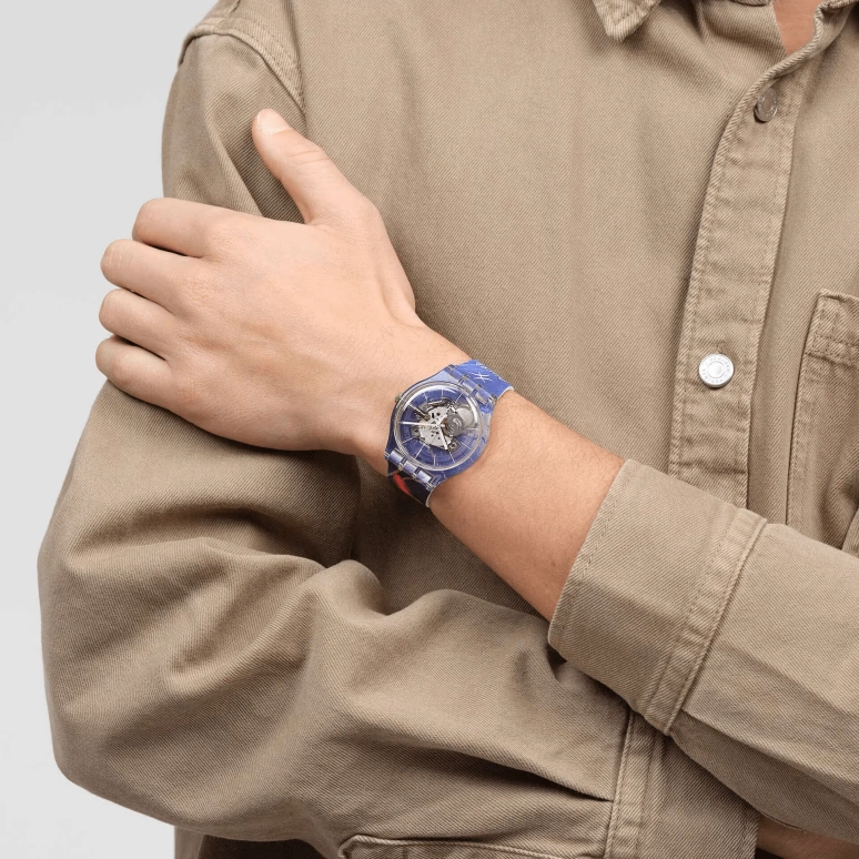 Swatch,Originals 41mm,41mm,Plastic,Transparent,Quartz,Sapphire,Crystal Glass,Round,SUOK145,SUOK145-057
