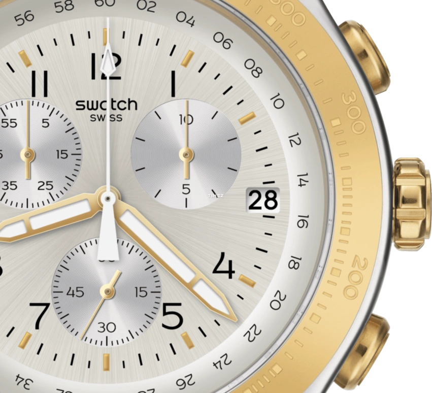 Swatch,IRONY 47mm,47mm,Stainless Steel,Silver White,Quartz,Chronograph,Day,YOS458G
