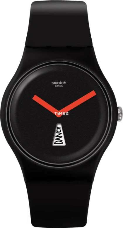 Swatch,Originals 41mm,41mm,Plastic,Black,Quartz,Tonneau,SUOB727