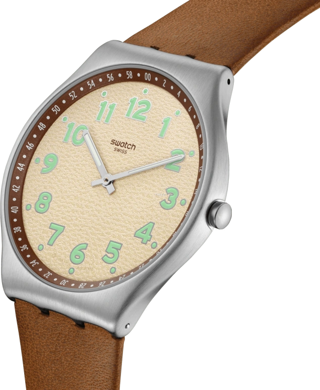 Swatch,Other 42mm,42mm,Stainless Steel,Cream,Quartz,Sapphire,Crystal Glass,Round,SS07S135