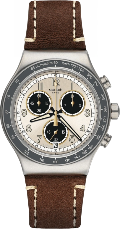 Swatch,IRONY 43mm,43mm,Stainless Steel,Green,Quartz,Chronograph,Day,YVS455
