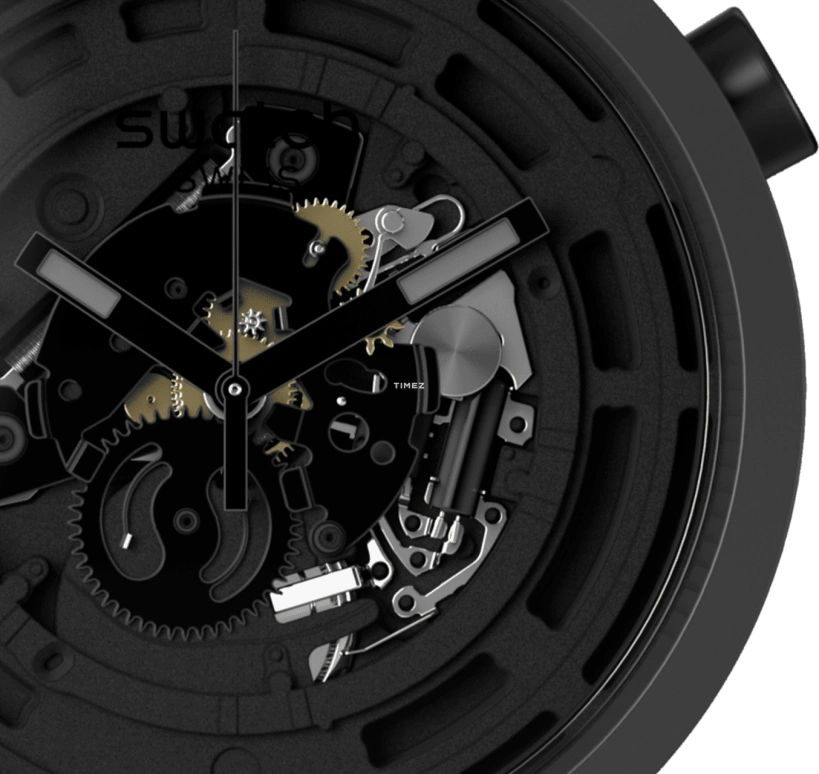 Swatch,Other 47mm,47mm,Bioceramic,Black,Quartz,Sapphire,Crystal Glass,Round,SB03B100E