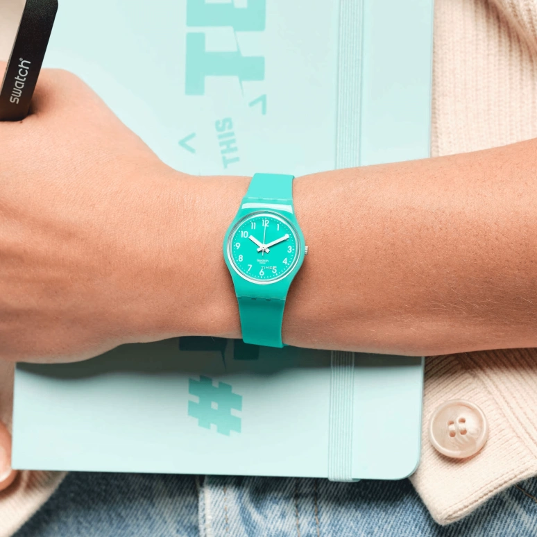 Swatch,Originals 25mm,25mm,Plastic,Green,Quartz,Tonneau,LL115C