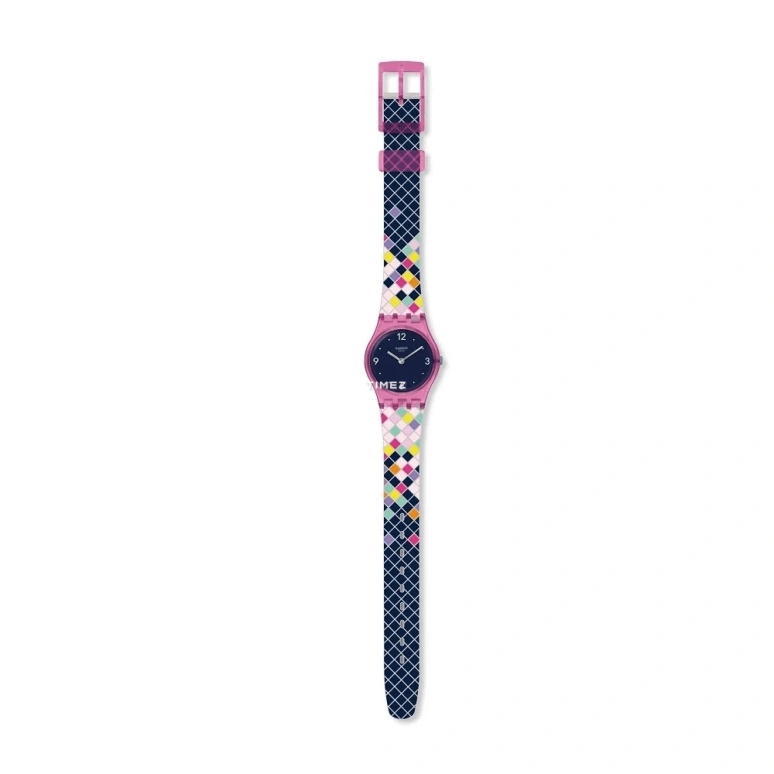 Swatch,Originals 25mm,25mm,Plastic,Blue,Quartz,Tonneau,Pink,LP153