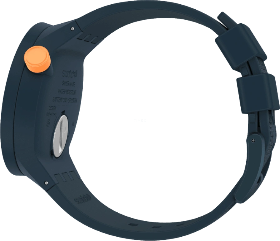 Swatch,THE BOLD 47mm,47mm,Plastic,Blue,Sapphire,Crystal Glass,Closed,SO27N107