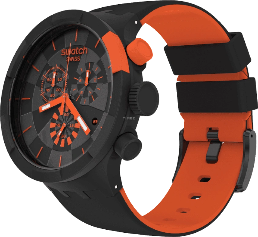 Swatch,THE BOLD 47mm,47mm,Plastic,Black,Sapphire,Crystal Glass,SB02B402